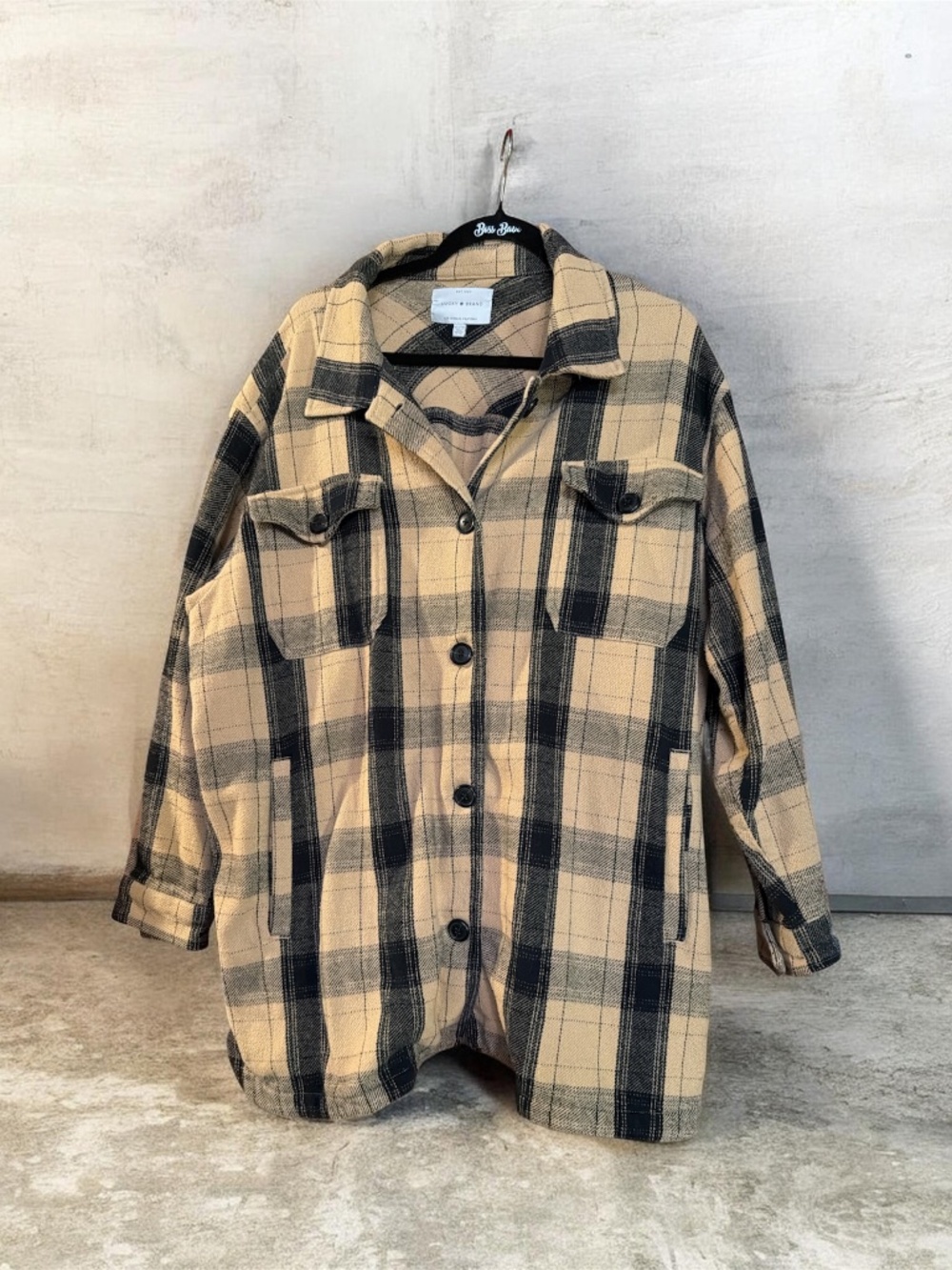 Lucky Brand Oversized cotton plaid shacket